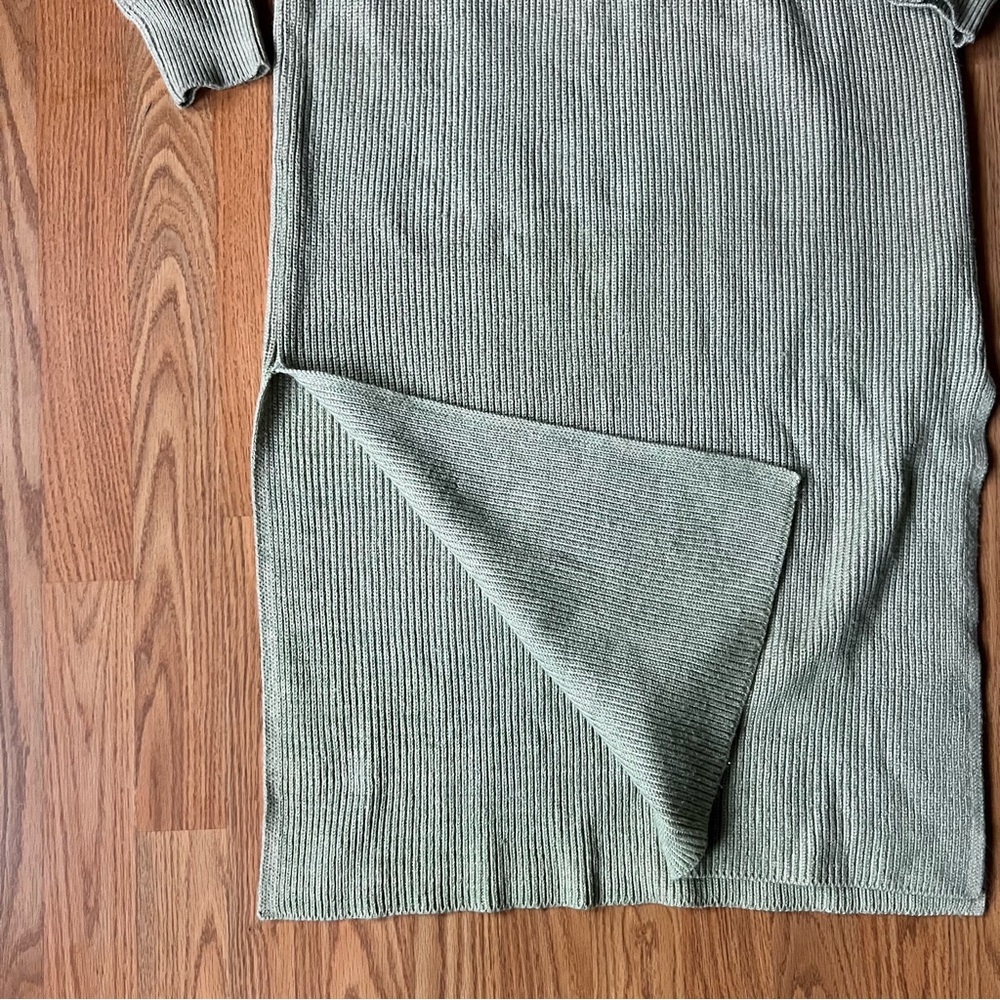 Free People Beach Grey Green Claudia Beach Hooded Sweater Midi Dress Sz Small - Picture 3 of 6